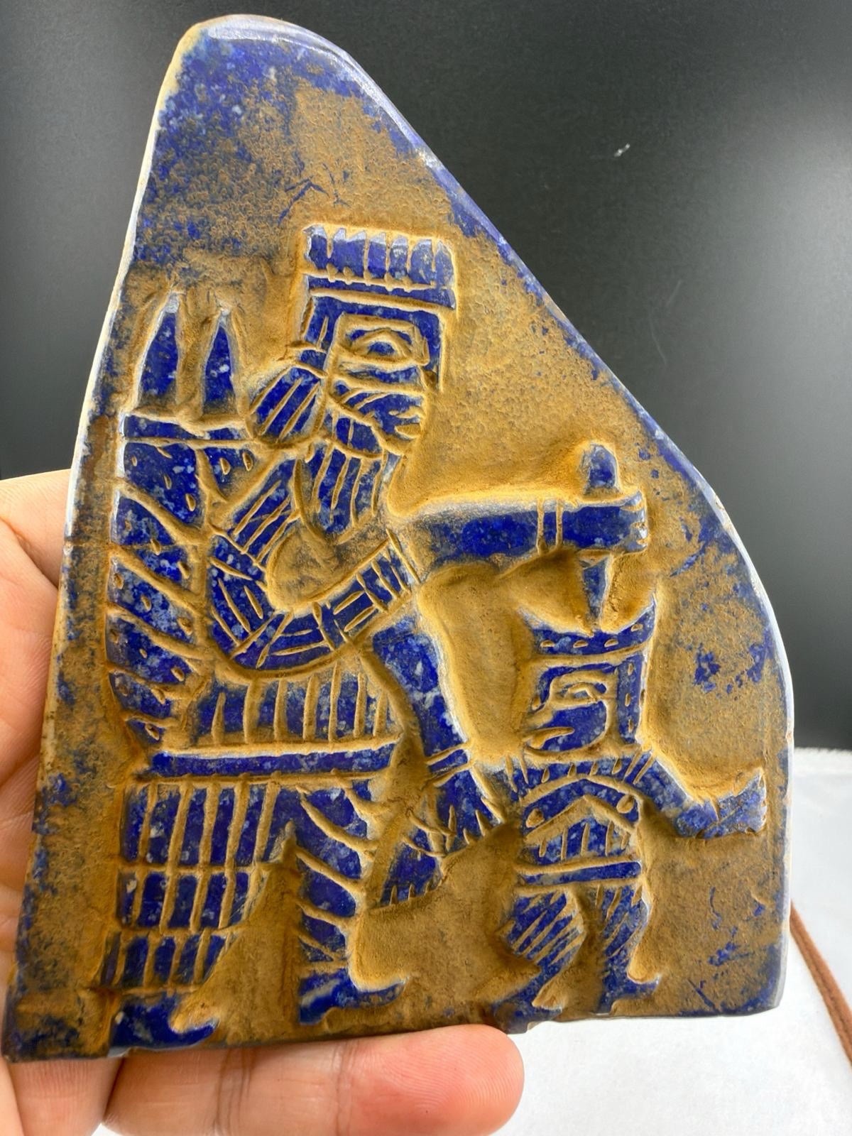 Roman Large Lapis Lazuli Carved Warrior Plaque Ancient Rare Old Relief Roman Large Lapis Lazuli Carved Warrior Plaque Ancient Rare Old Relief