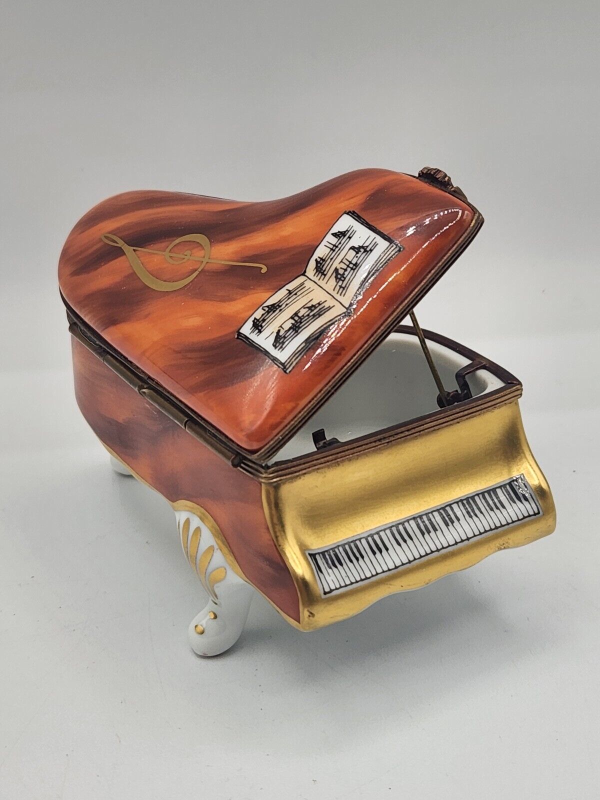 Vtg Limoges France Peint Main Marque Disposse Grand Piano Jewelry Trinket Box