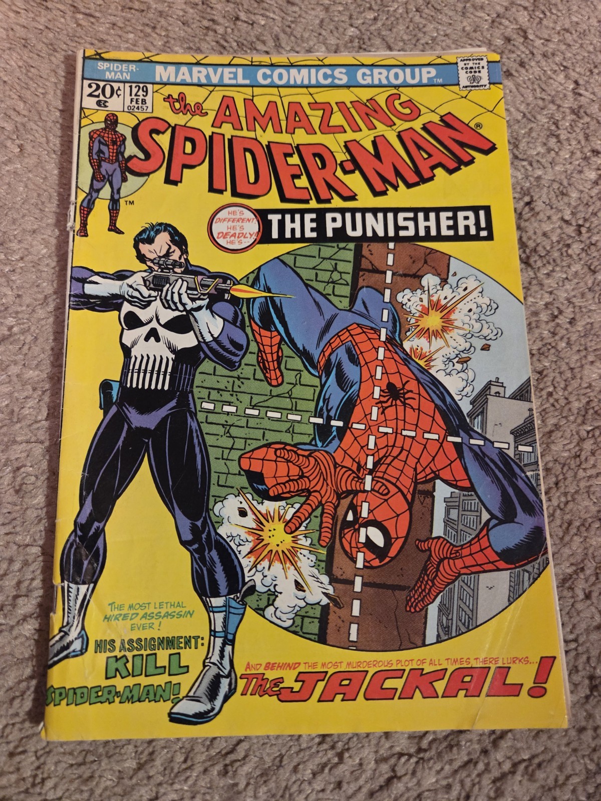 Vintage 1974 Marvel The Amazing Spiderman The Punisher Comic Book Vol. 1, #129 Vintage 1974 Marvel The Amazing Spiderman The Punisher Comic Book Vol. 1, #129