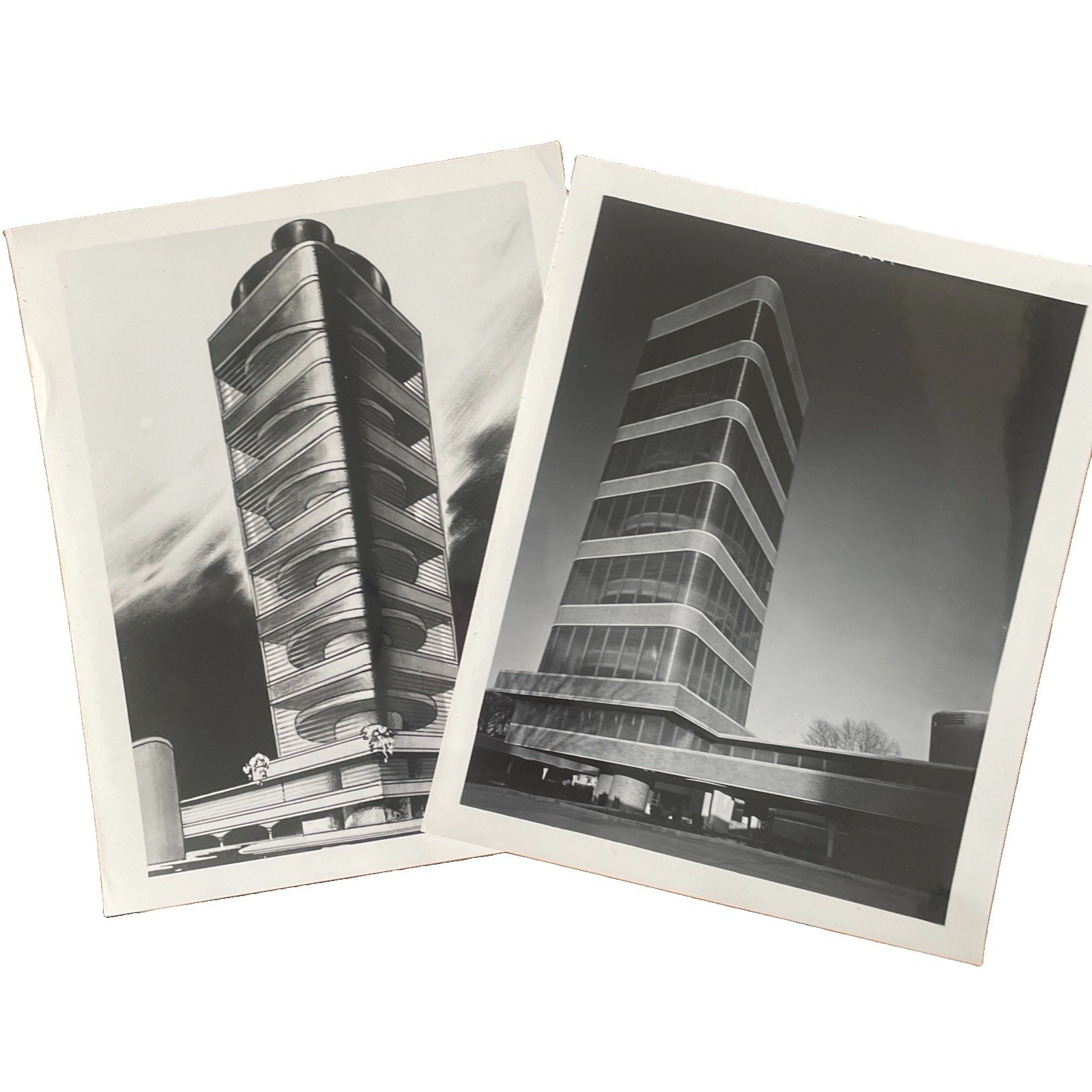 2 Vintage Photos 8x10  Frank Lloyd Wright Johnson Wax Tower + Copy of Letter