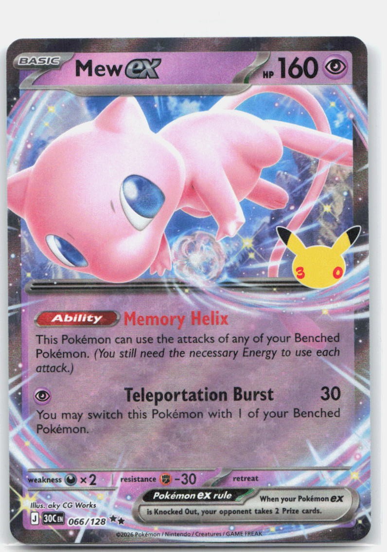 Mew ex Holo Double Rare ME: 30th Celebration 066/128 NM