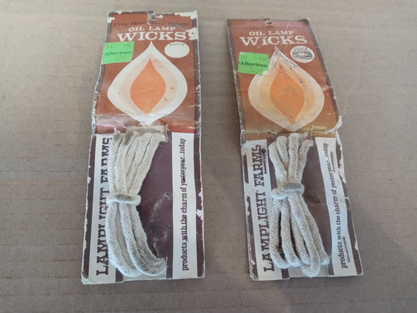 Set Of 2 Vintage Oil Lamp Wicks 5 Miniature Round Lamplight Farms 