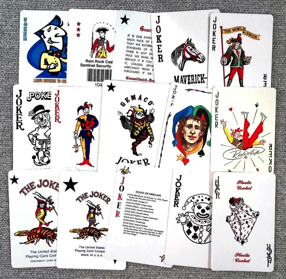 Joker Playing Card Lot 15x Mixed Vintage Poker Jokers Casino Ads Art Game Cards