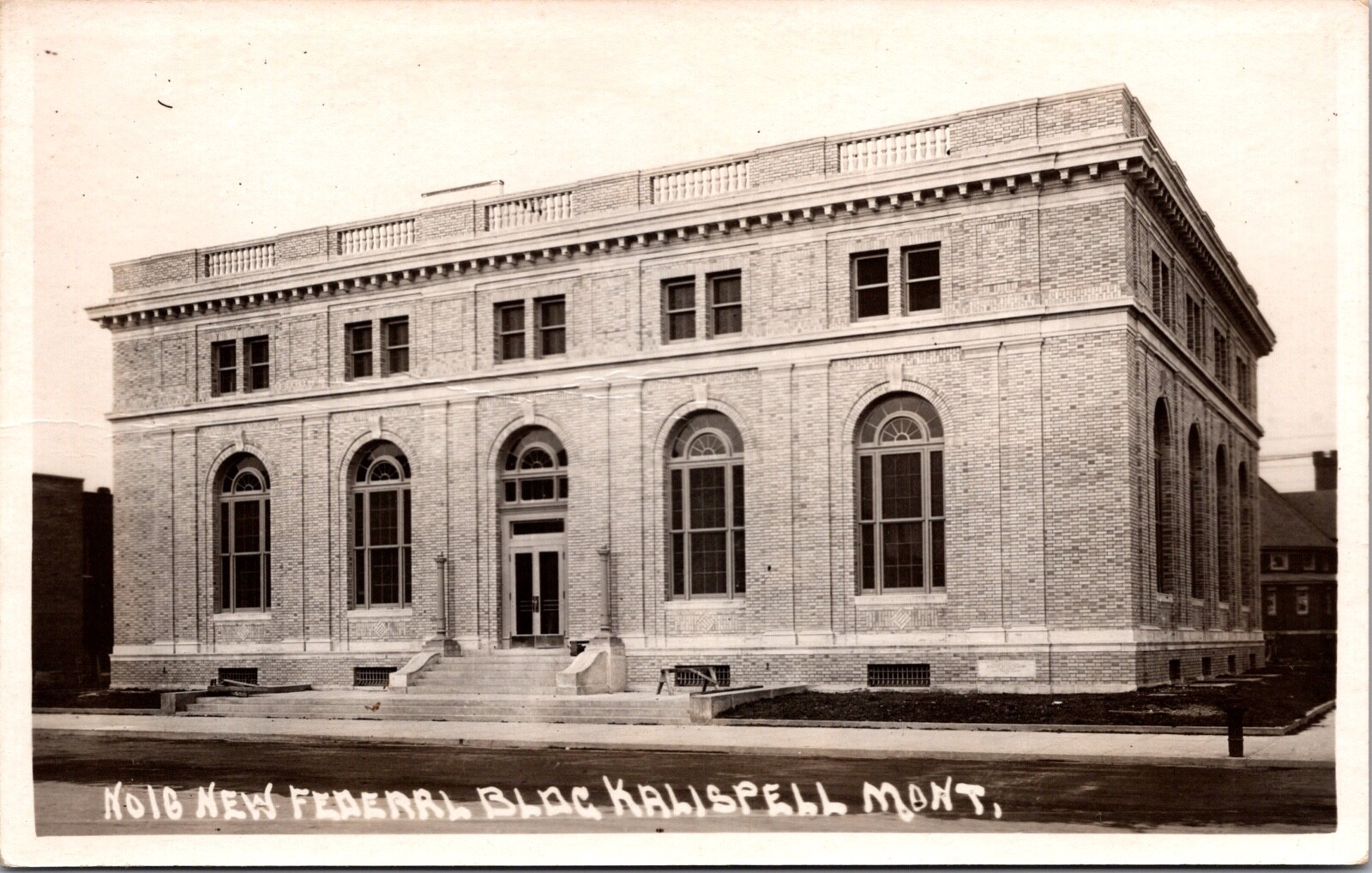 Real Photo Postcard Federal Building Kalispell, Montana