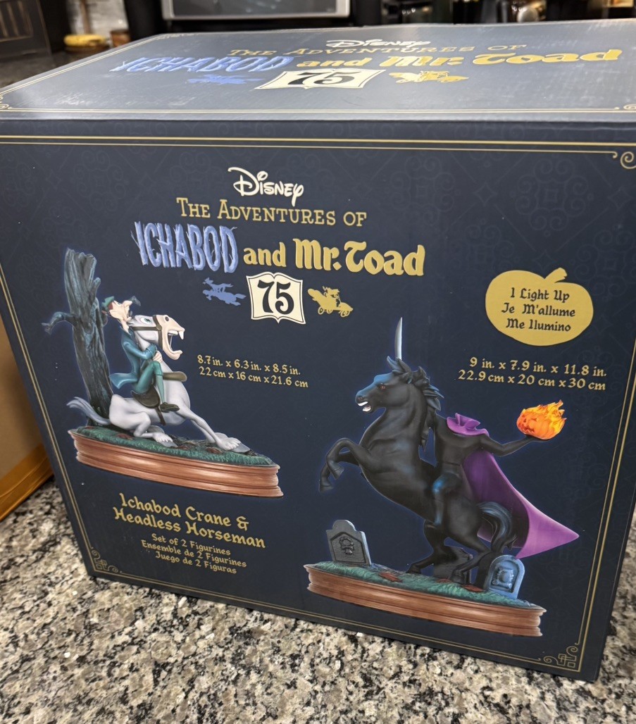 ICHABOD & MR TOAD Disney HEADLESS HORSEMAN 75th Anniversary SCULPTURE x2 D23