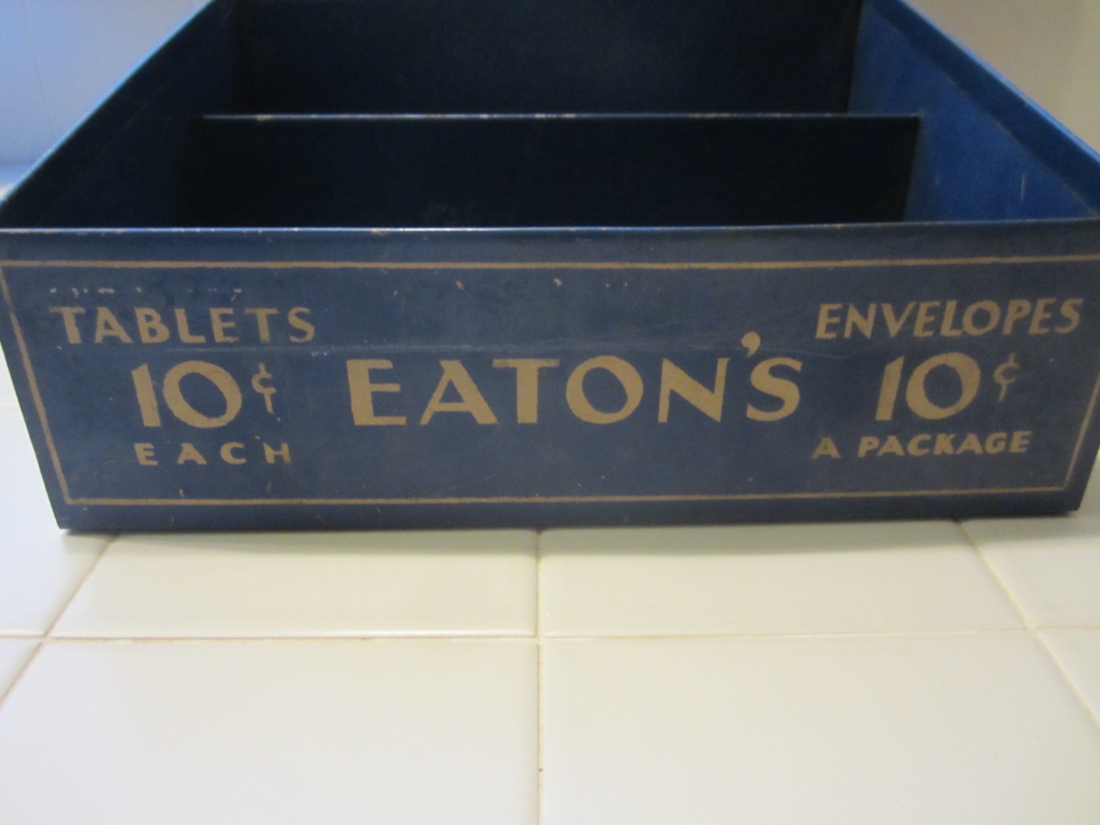 Antique Large Tin Counter Top Store Display Box Stand Blue Rare Antique Large Tin Counter Top Store Display Box Stand Blue Rare