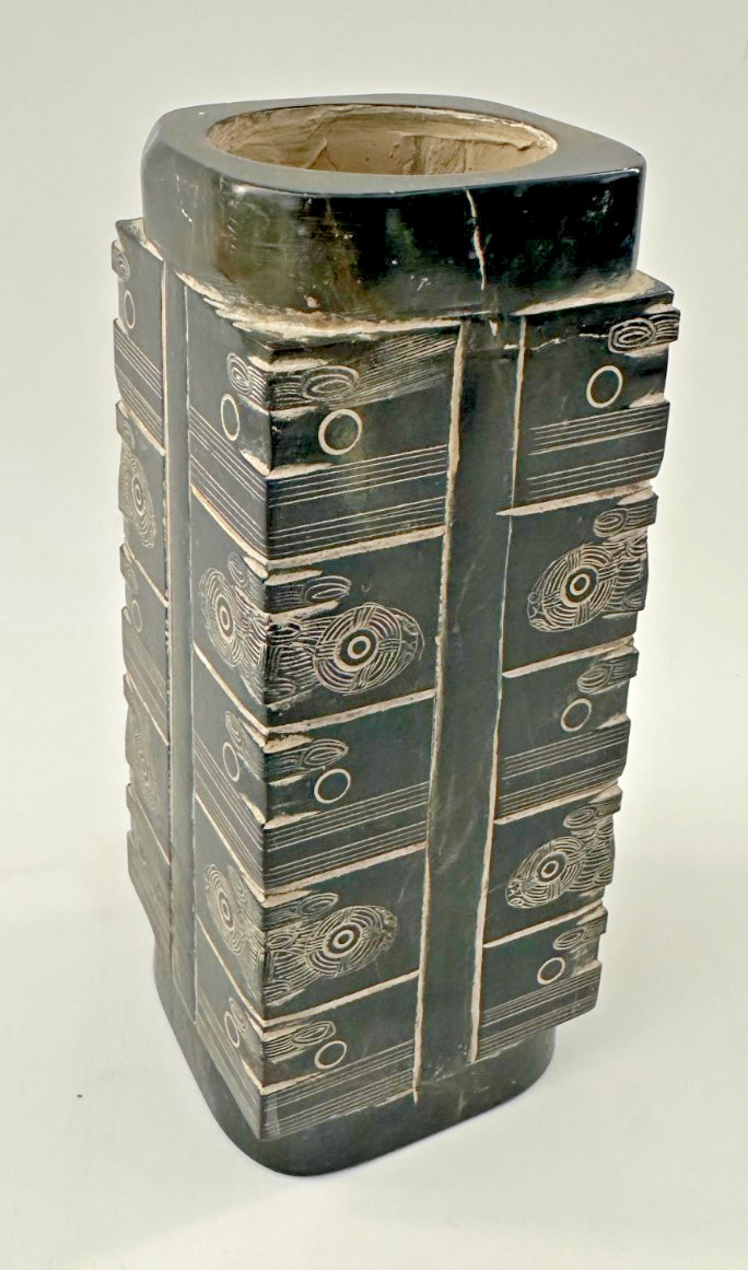 Carved Stone Chinese Cong Form Sculpture 8\