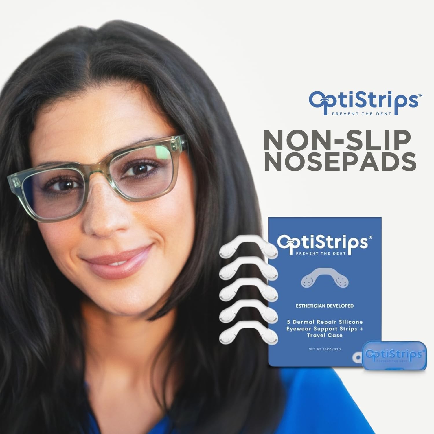 Silicone Eyeglass Nose Pads � 5-Pack Anti-Slip Nose Pads for Glasses with Travel Silicone Eyeglass Nose Pads � 5-Pack Anti-Slip Nose Pads for Glasses with Travel