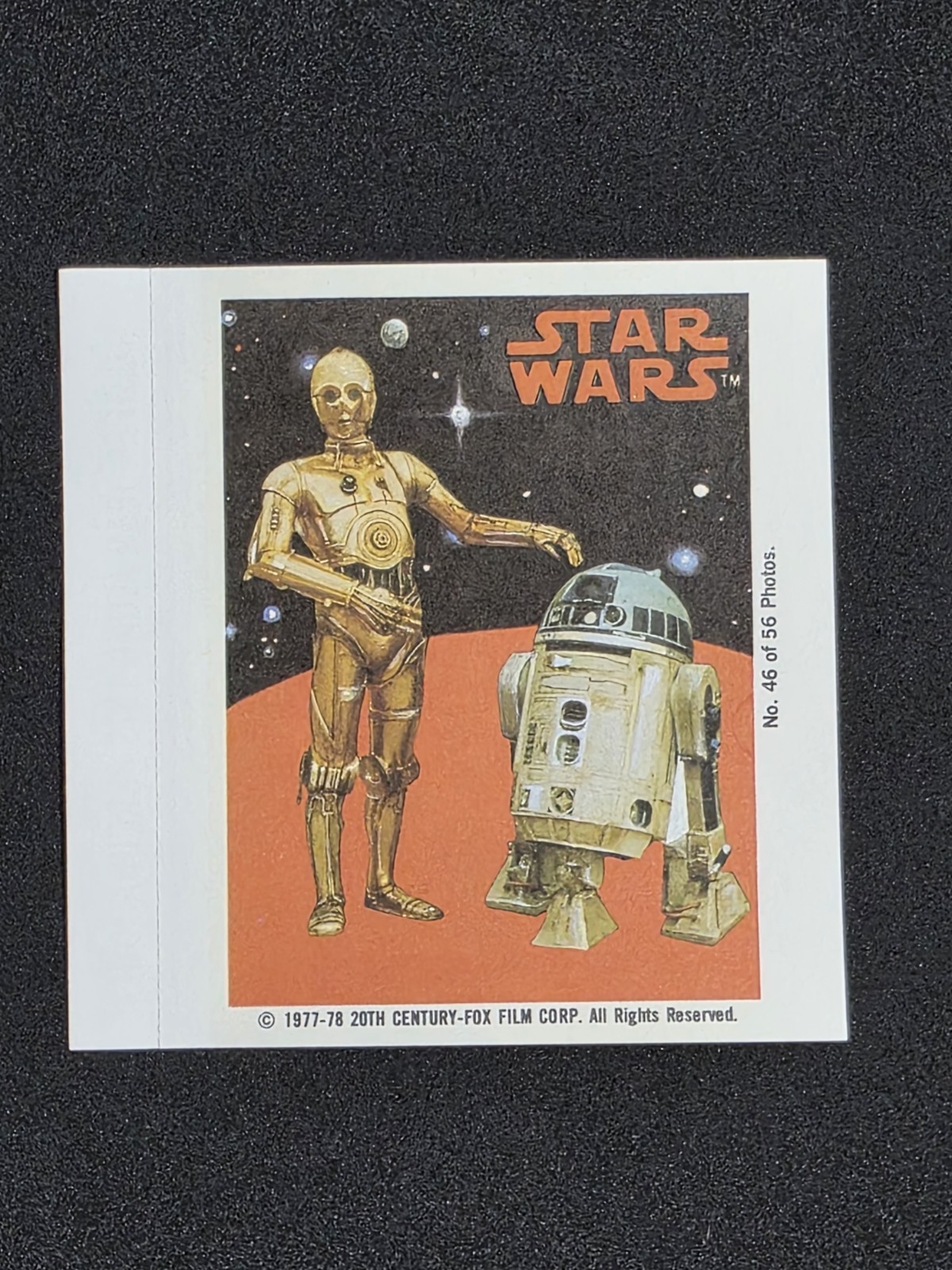 1977-78 Topps STAR WARS Sugar-Free Gum Wrapper Pin-Up C3P0 & R2-D2 #46 1977-78 Topps STAR WARS Sugar-Free Gum Wrapper Pin-Up C3P0 & R2-D2 #46