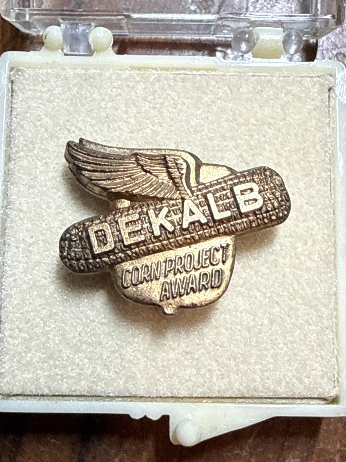 Vintage DEKALB CORN PROJECT AWARD  Brass pin back In The Original Box