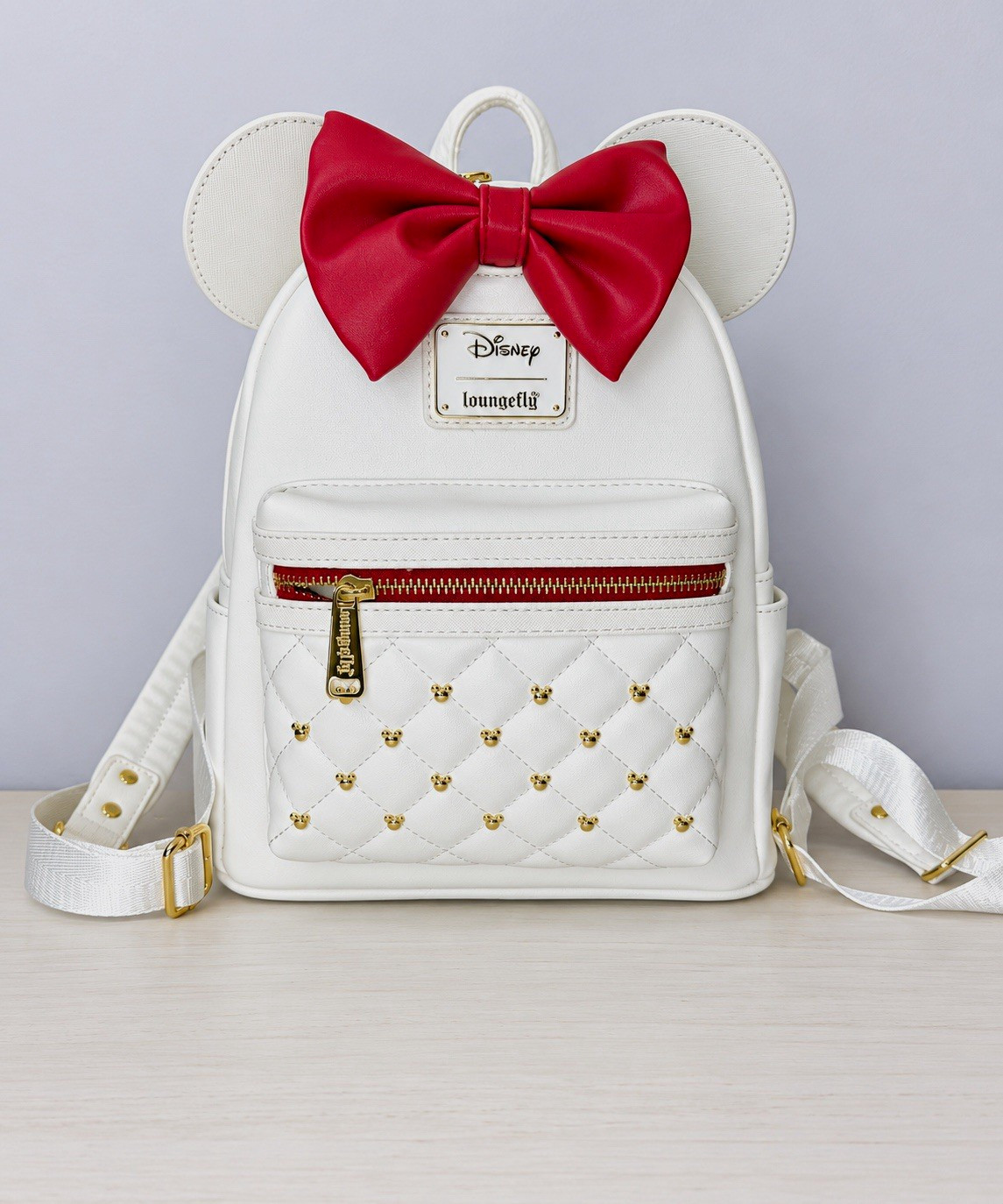 Loungefly Disney Minnie Mouse Mini Backpack - White/Red with Red Bow Loungefly Disney Minnie Mouse Mini Backpack - White/Red with Red Bow