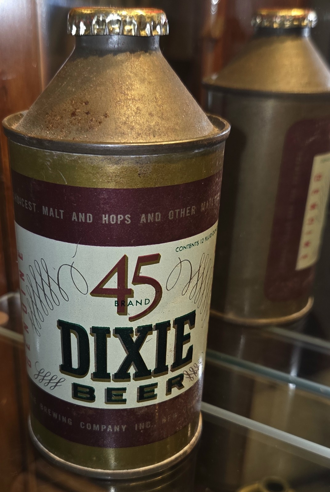 Very Rare Dixie 45 Cone top 12oz Beer Can With Cap
