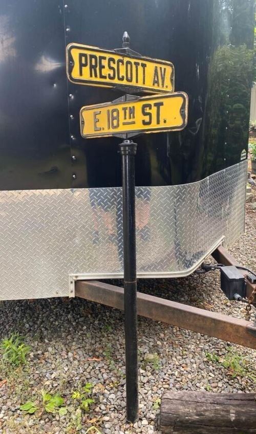 Vintage Double Sided Street Sign Prescott Av E 18th St