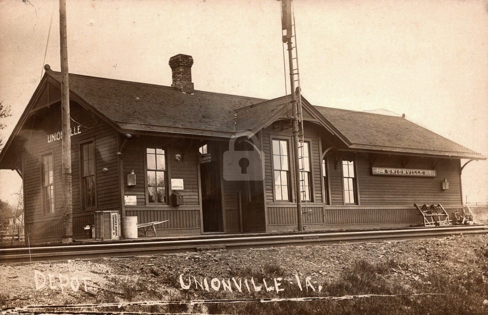 Burlington CB&Q Railroad Depot Unionville Iowa RPPC Photo Postcard COPY Burlington CB&Q Railroad Depot Unionville Iowa RPPC Photo Postcard COPY