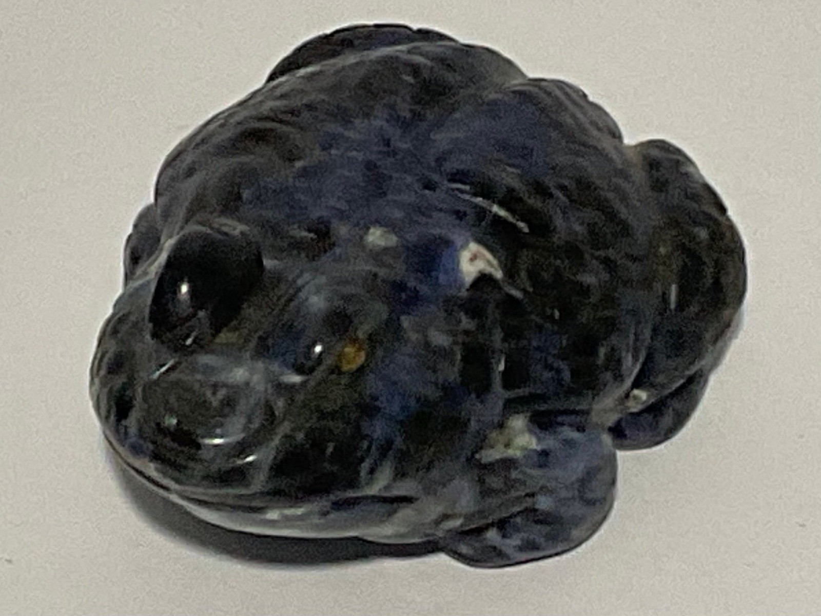 VTG Hand Carved Sodalite Frog Figurine Natural Stone Carving VTG Hand Carved Sodalite Frog Figurine Natural Stone Carving