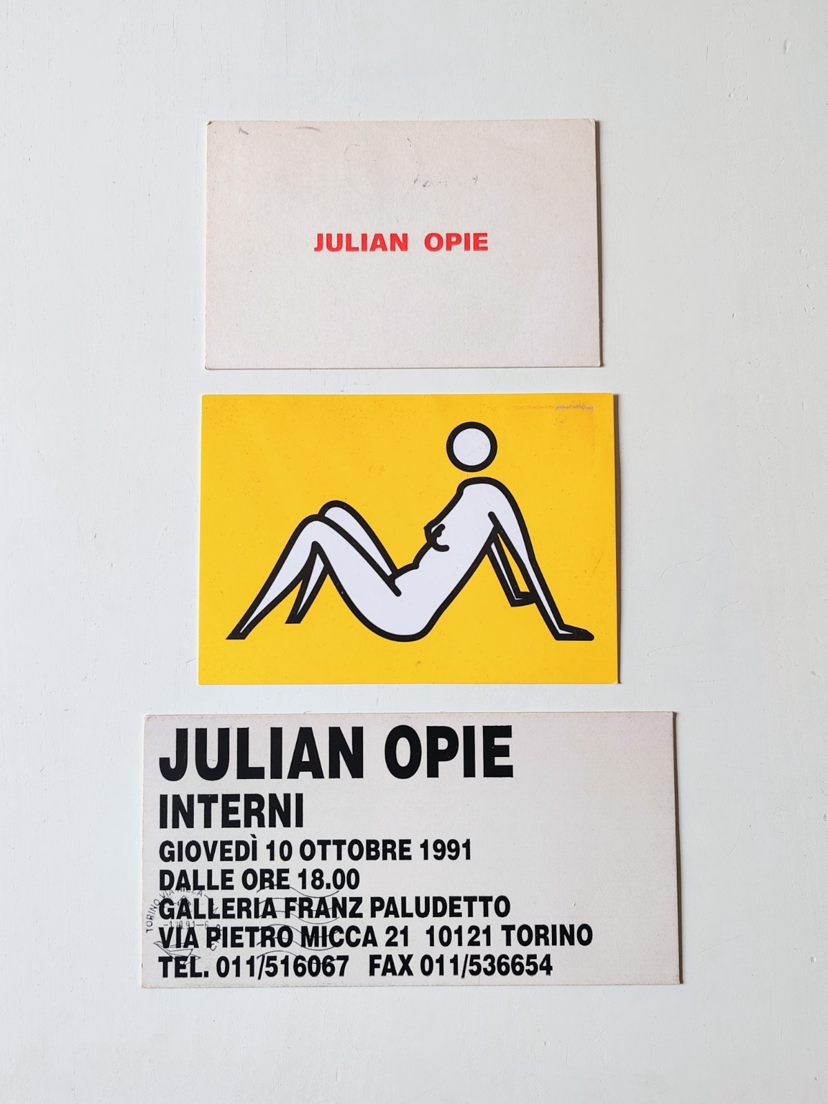 Exhibition Invitations JULIAN OPIE Toselli Franz Paludetto Meymac (1986-2001)