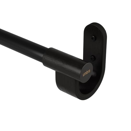 Umbra Bellwood Curtain Rod 42-120in Adjustable Black w Finials Hardware