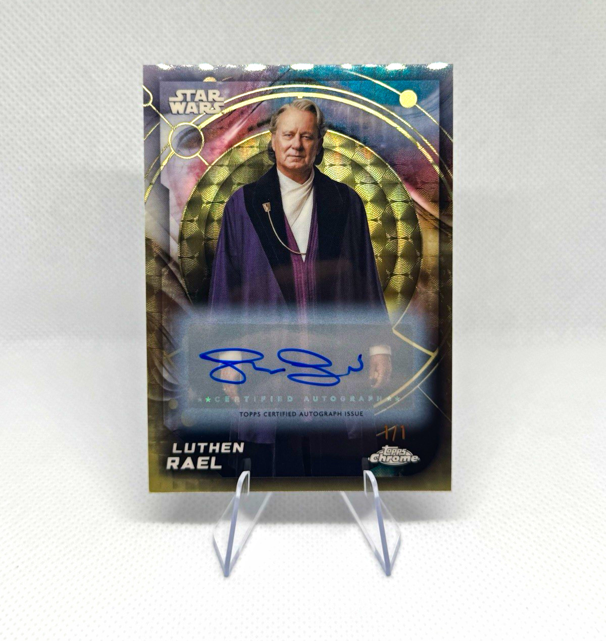 Topps 2026 Chrome Star Wars Luthen Rael #129 Superfractor Auto Skarsgård 1/1