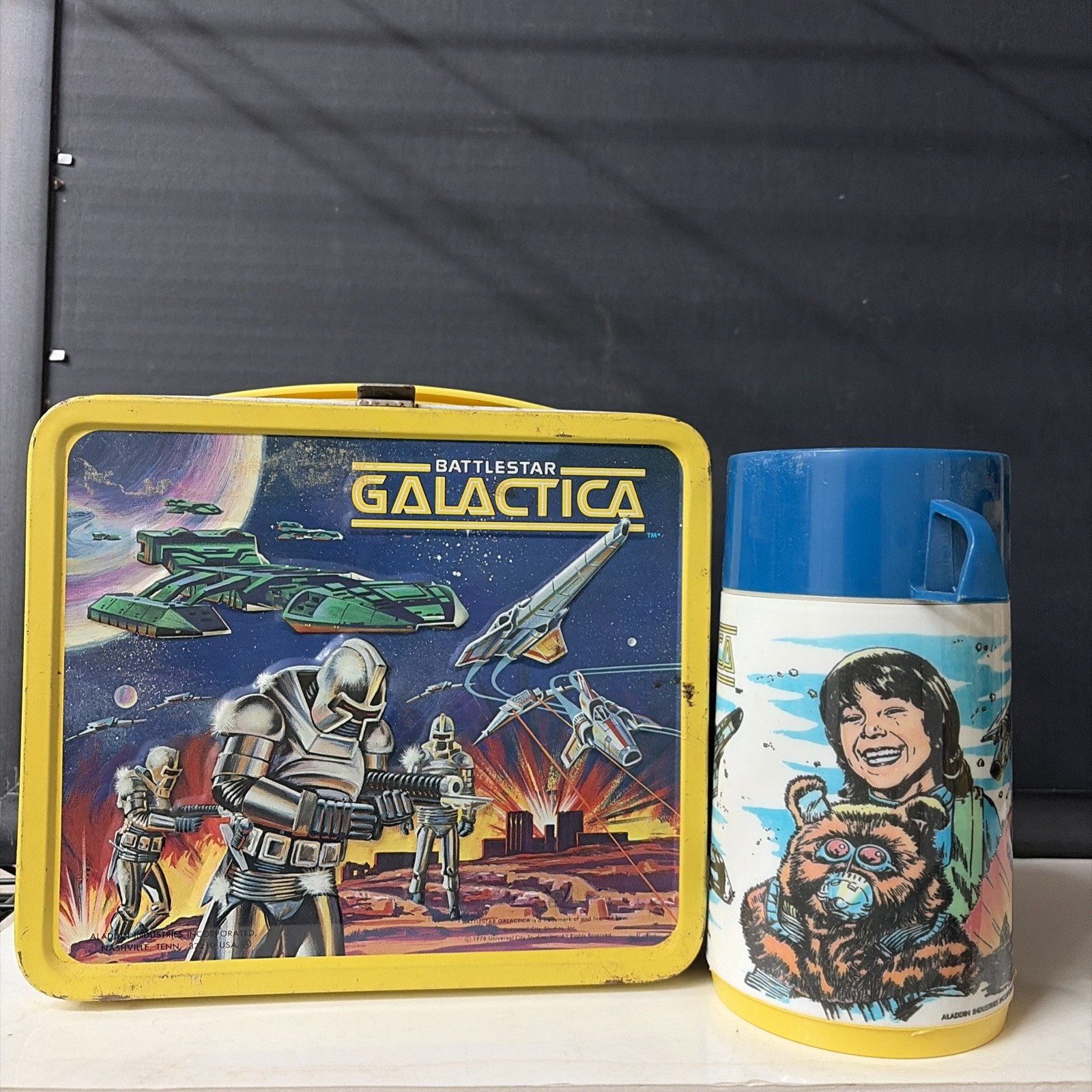 Vintage 1978 Battlestar Galactica Metal Lunchbox With Thermos Aladdin Universal