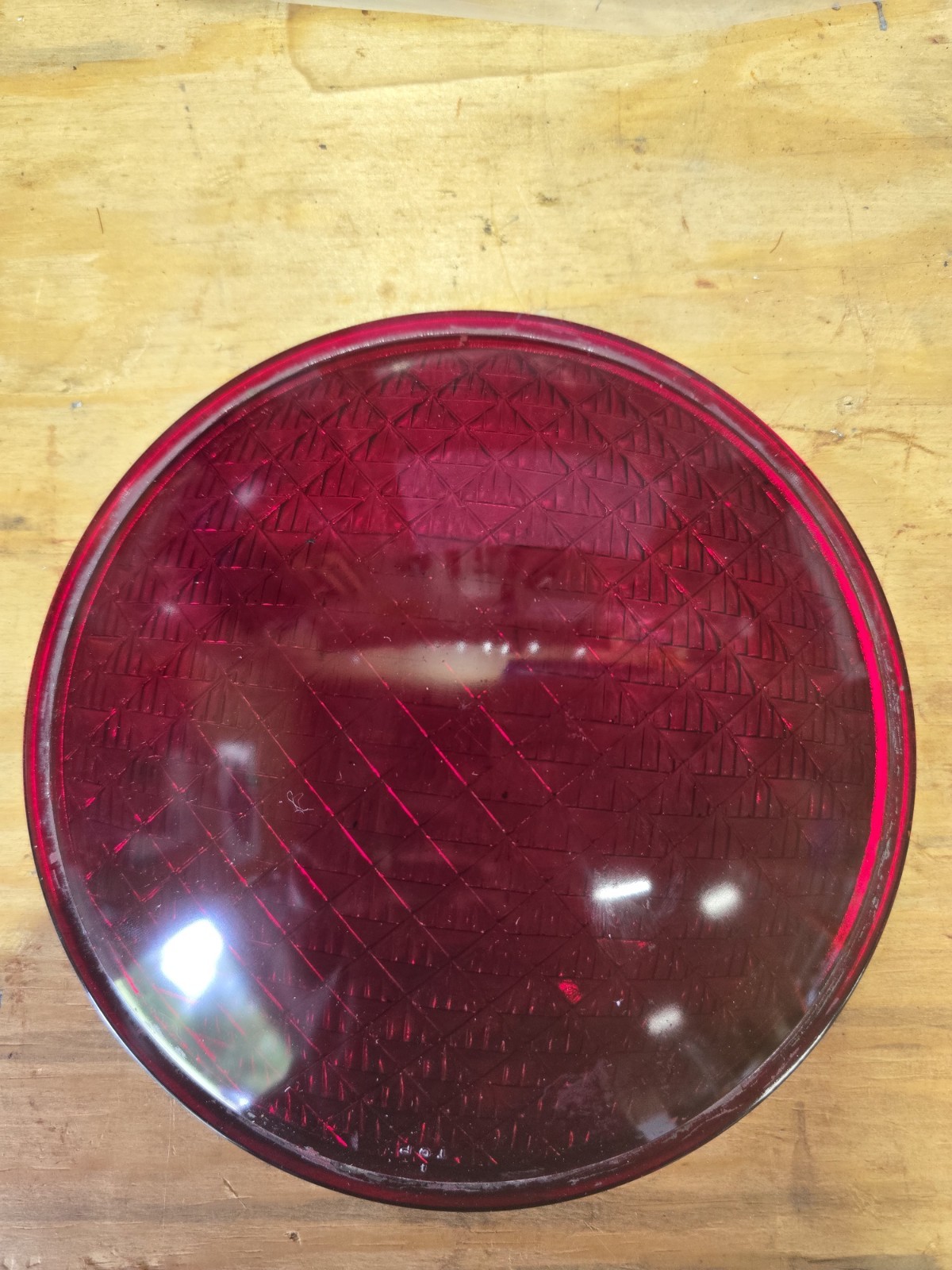 NOS Vintage Kopp Glass TL-4666 8-3/8 Red Diamond Traffic Signal Light Lens NOS Vintage Kopp Glass TL-4666 8-3/8 Red Diamond Traffic Signal Light Lens