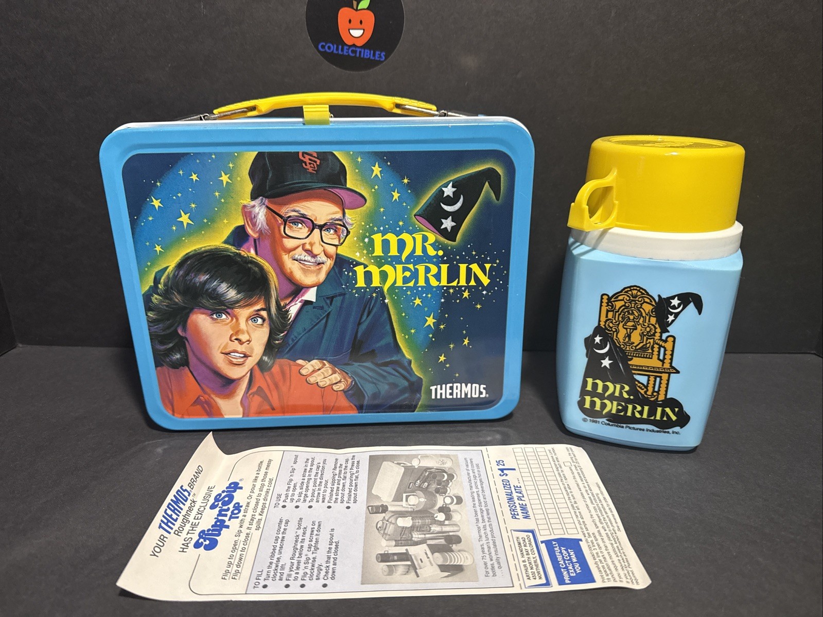 Unused 1981 Mr Merlin Lunchbox with Thermos Vintage High Grade 🤩