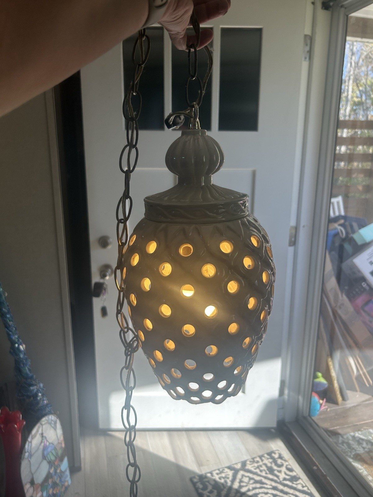 vintage iridescent Swag Lamp vintage iridescent Swag Lamp