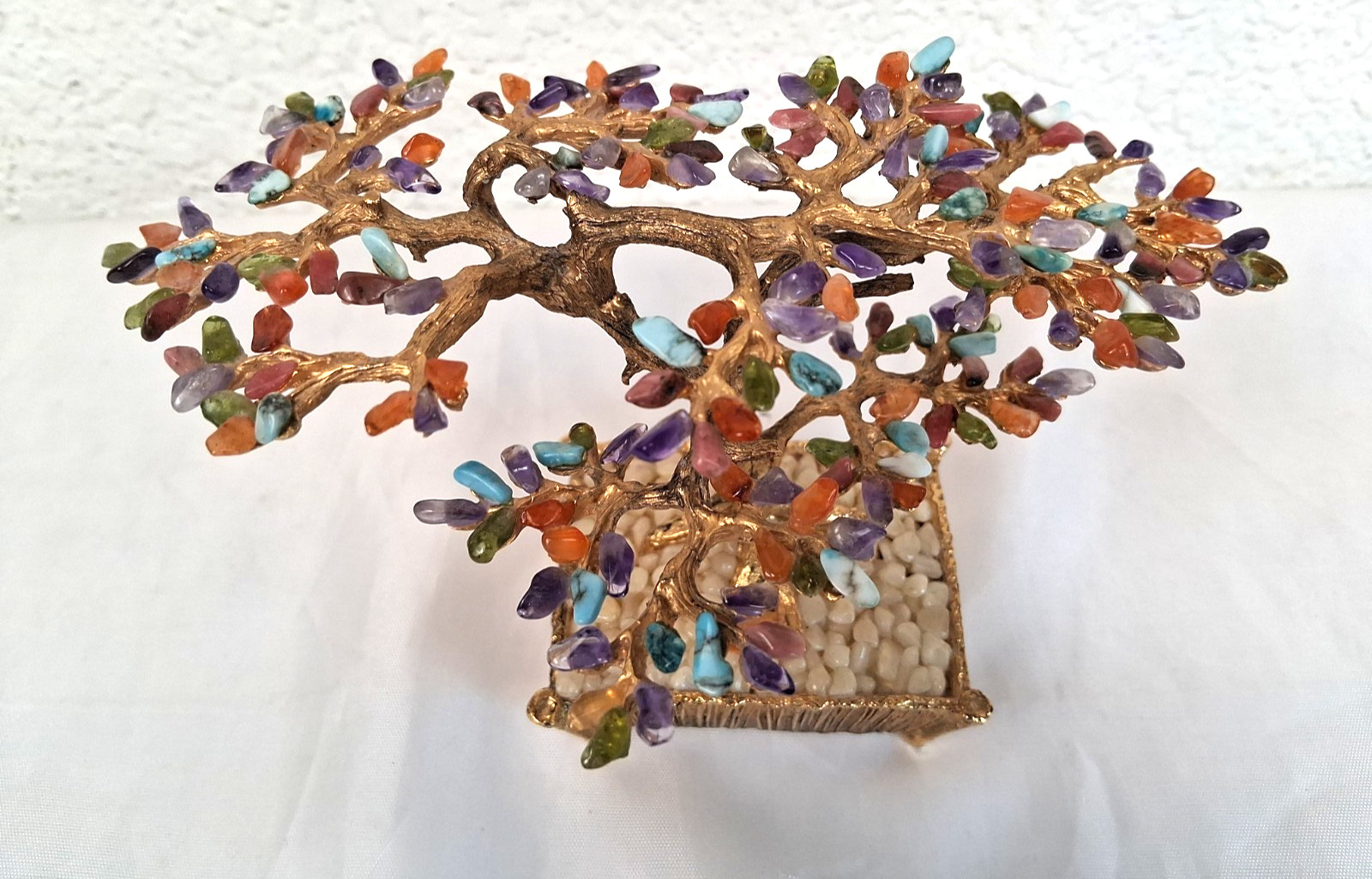 VTG Stamped SWOBODA Bonsai Tree 5 Gemstone/Crystal Colors Gold Plated 6.5 \