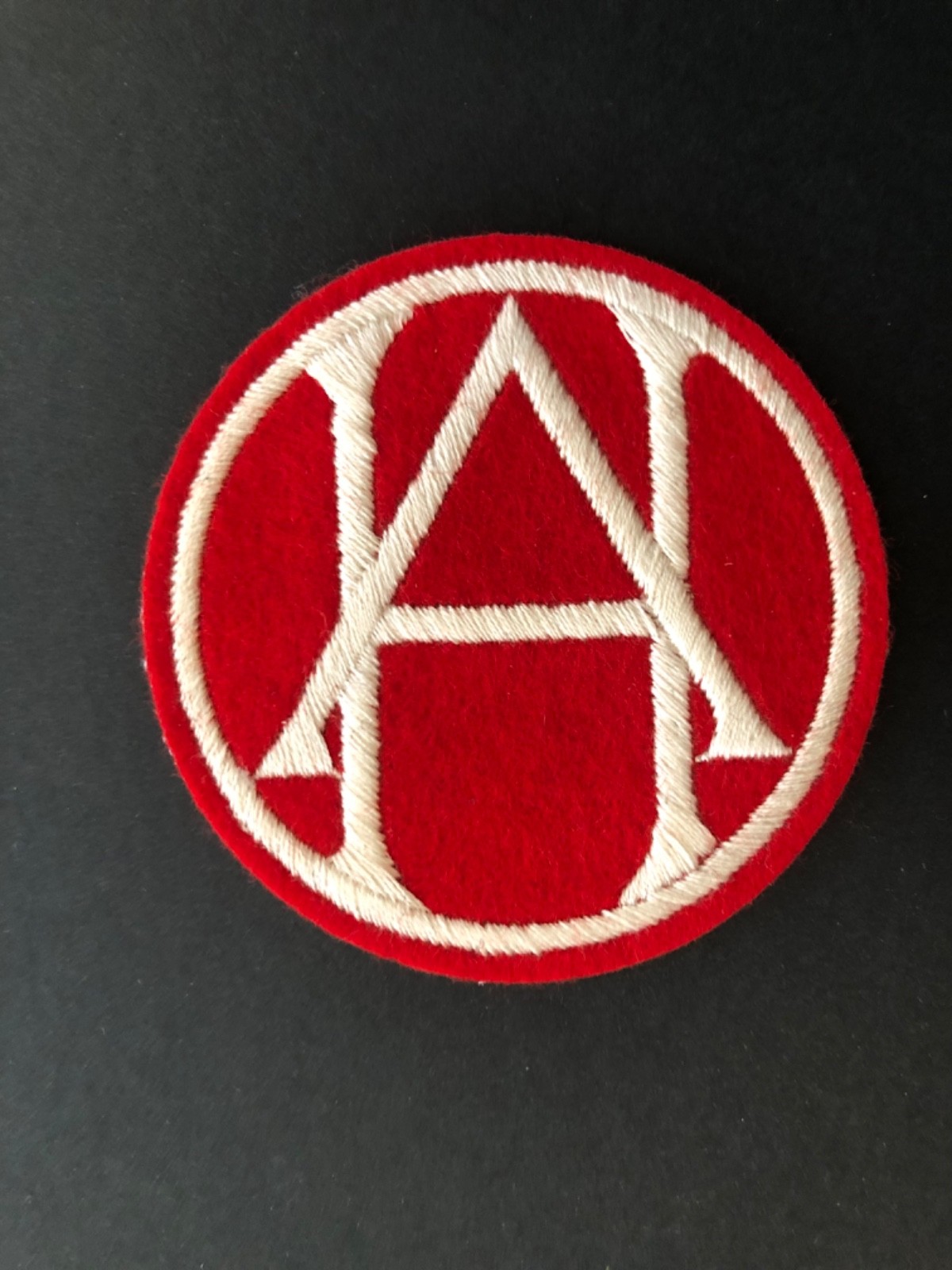 Vintage school cloth patch AH or HA