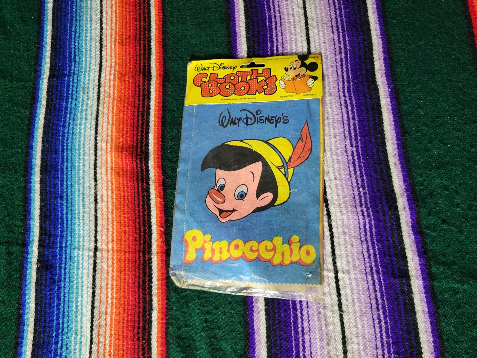 Vintage Walt Disney 1979 Pinnochio Washable Soft Cloth Book New Old Stock