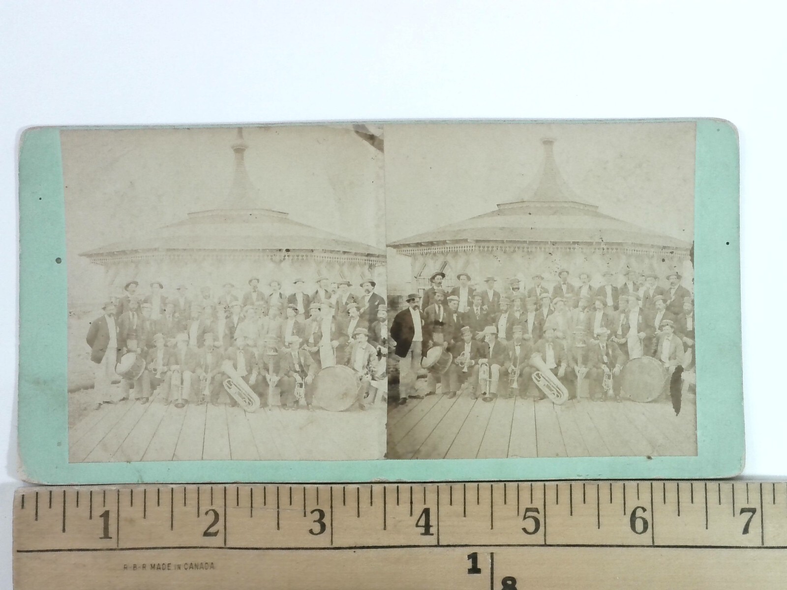 Oak Bluffs Band Stereoview C. H. Shute & Son Martha's Vineyard 1870s Oak Bluffs Band Stereoview C. H. Shute & Son Martha's Vineyard 1870s