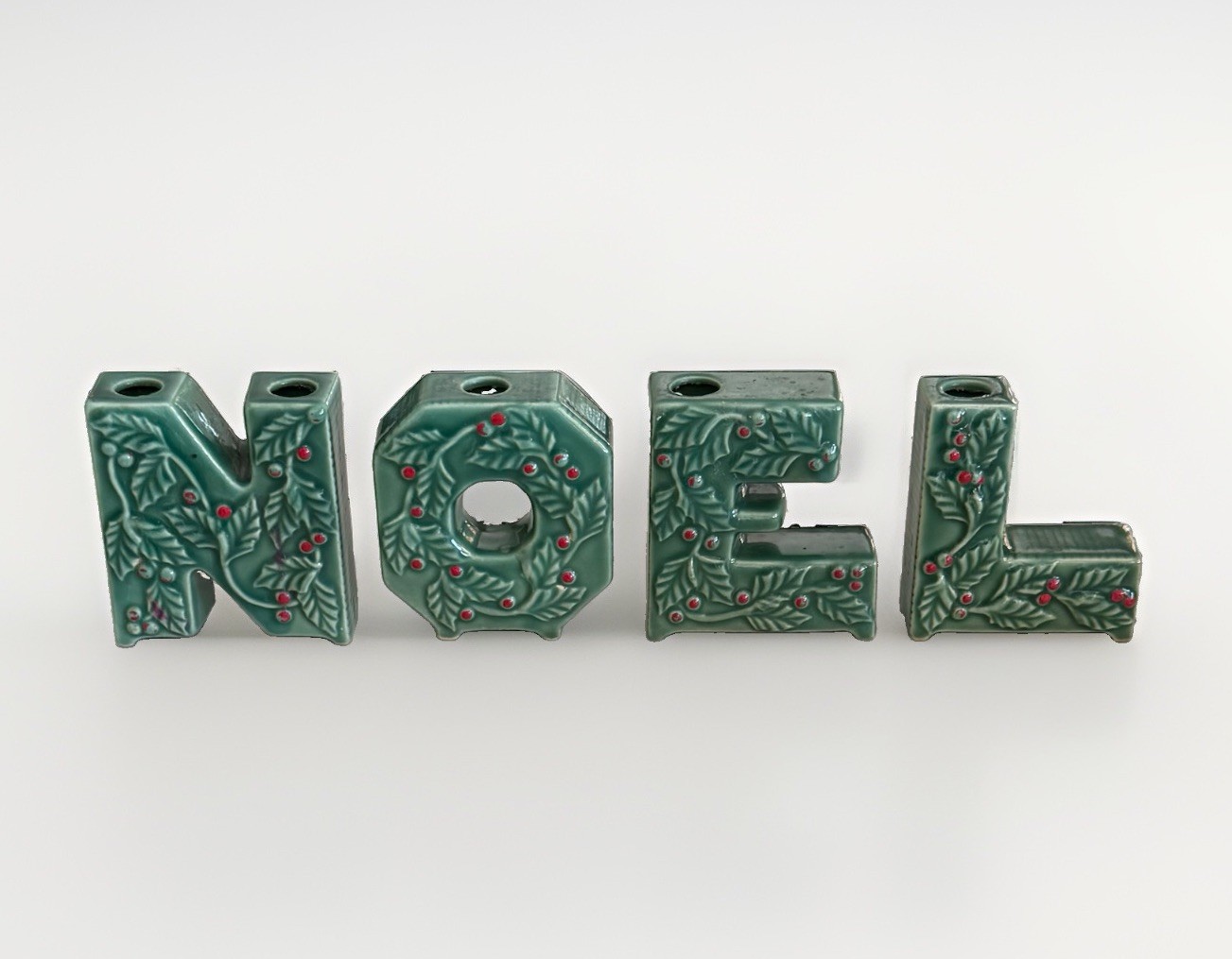 Vintage Lipper & Mann Ceramic NOEL Candle Holders - MCM Excellence