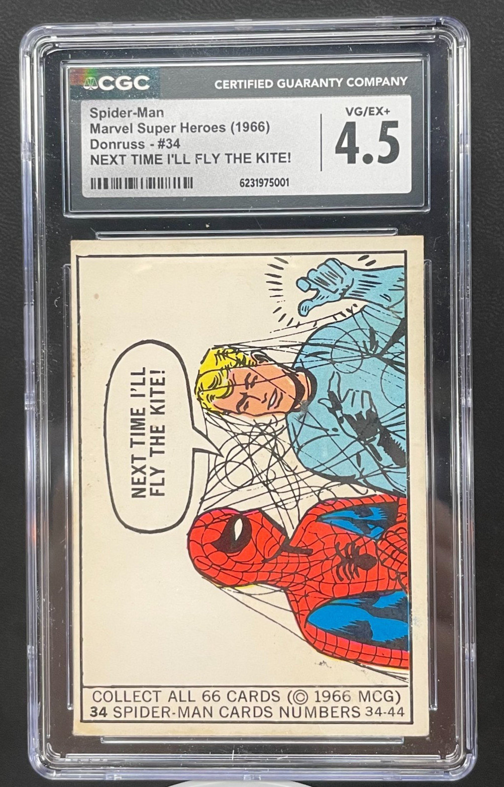 1966 Donruss Marvel Super Heroes Spider-Man ROOKIE RC Card #34 CGC 4.5 not PSA 1966 Donruss Marvel Super Heroes Spider-Man ROOKIE RC Card #34 CGC 4.5 not PSA