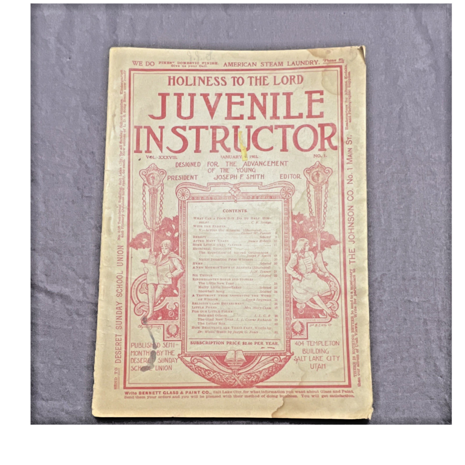 Holiness to the Lord Juvenile Instructor Jan 1, 1903 Christianity Holiness to the Lord Juvenile Instructor Jan 1, 1903 Christianity