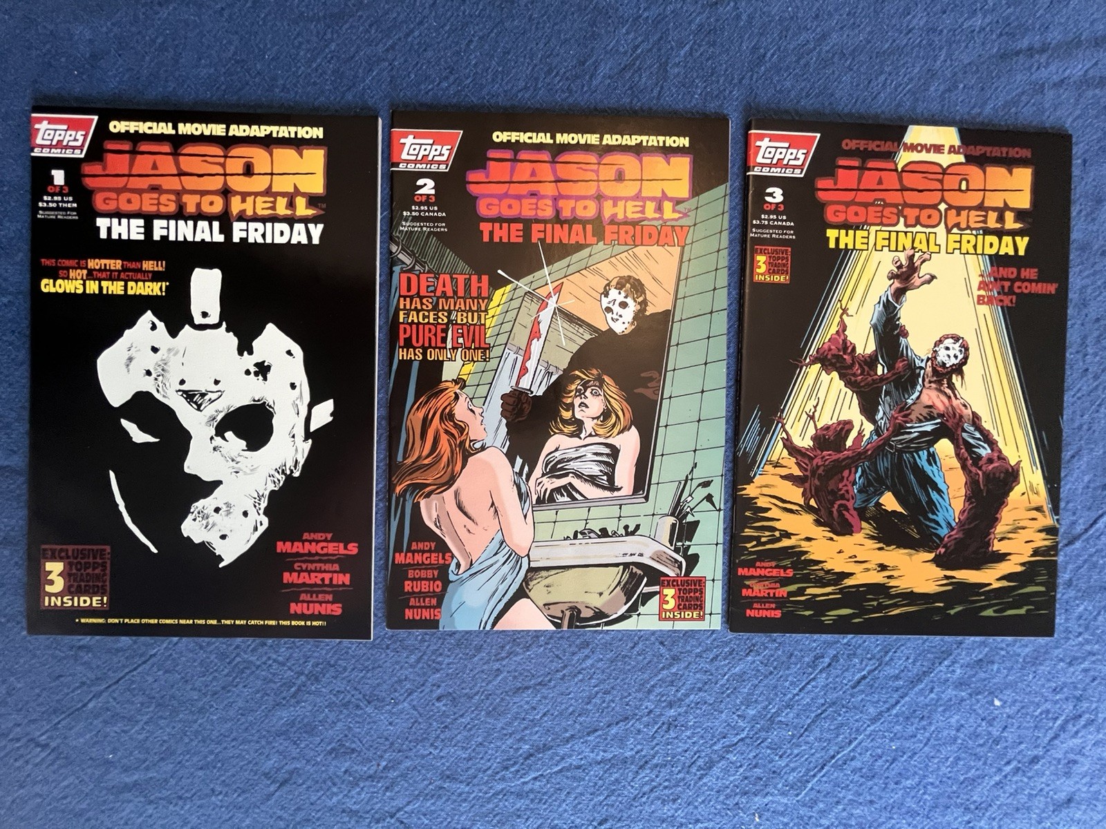 Jason Goes To Hell: The Final Friday Topps Comic Book set 1 2 3 Glow-In-Dark #1 Jason Goes To Hell: The Final Friday Topps Comic Book set 1 2 3 Glow-In-Dark #1