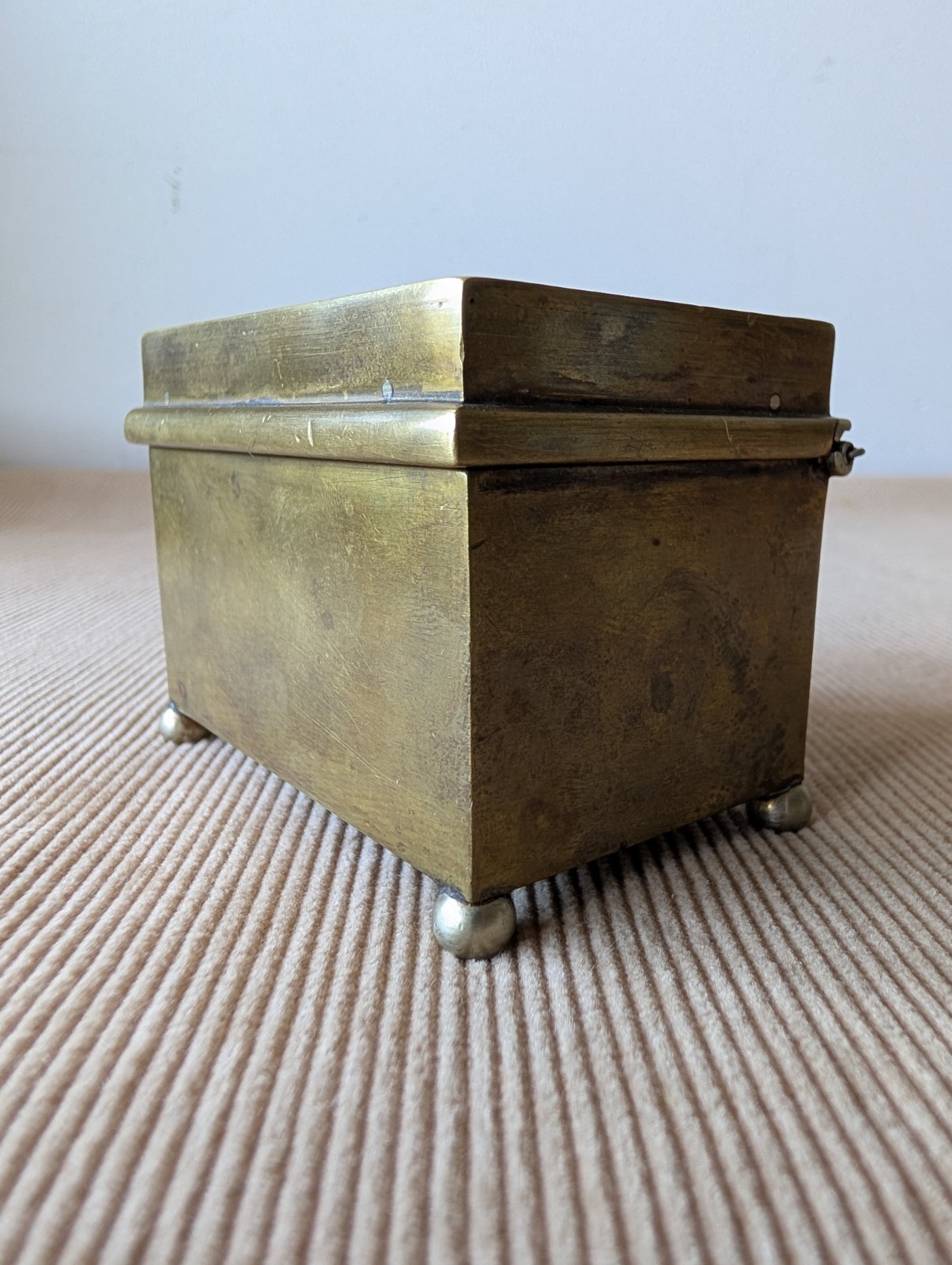 Antique Brass Postage Stamp Box Jugendstil Secessionist Desk Box c.1900