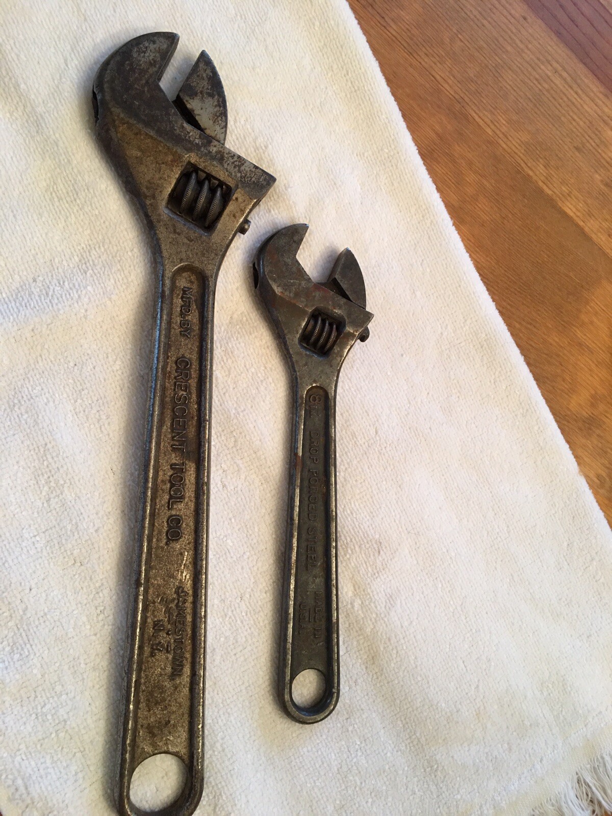 Vintage/Antique 2 Adjustable CRESCENT WRENCHES by Crescent Tool Co