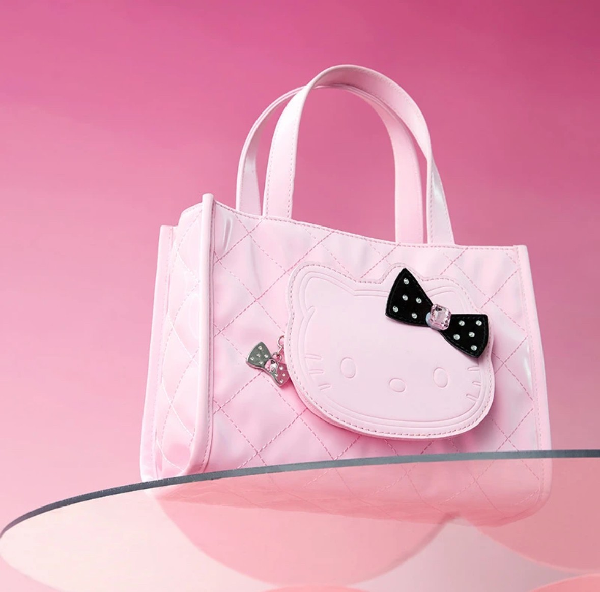 MINISO Sanrio Hello Kitty Shining Party Series Pink Tote Bag with 3D Bow Gift