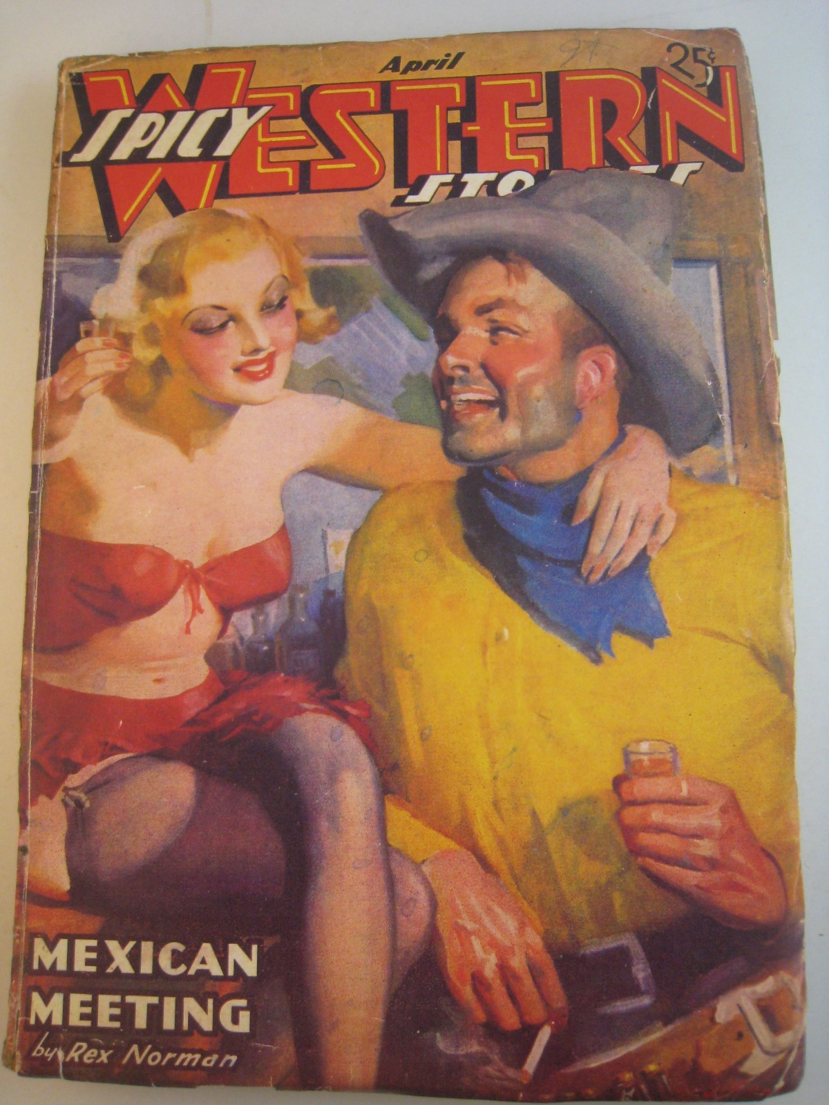 ORIGINAL Spicy WESTERN Pulp Magazine - APRIL 1937, MEXICAN MEETING