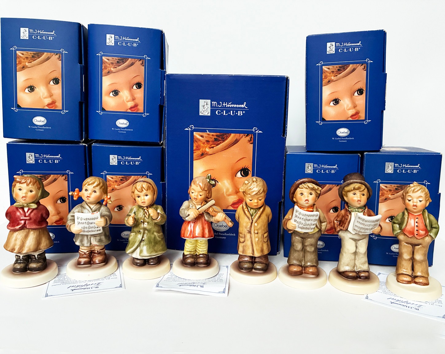 Hummel Kinder Choir 8p Set 2181 2182 2183 2184 845 846 847 848 MINT in Boxes COA
