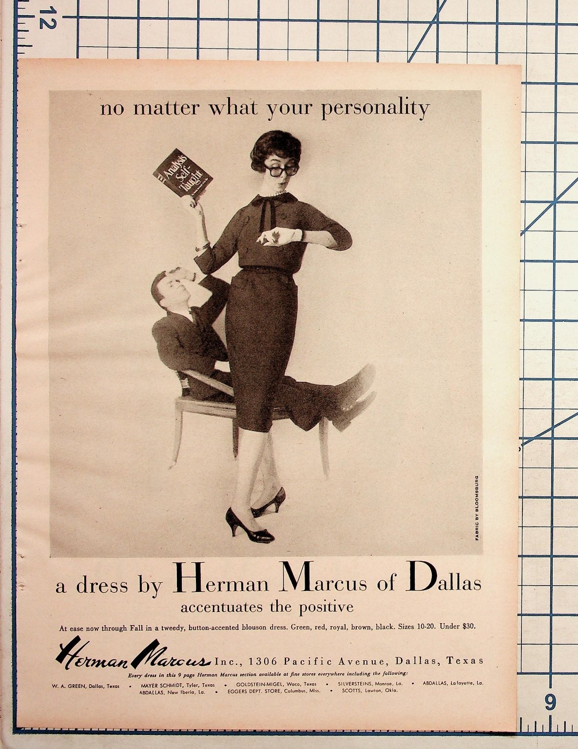 1958 Herman Marcus Dallas Dress Ad Vintage Fashion Print Ephemera Texas 1958 Herman Marcus Dallas Dress Ad Vintage Fashion Print Ephemera Texas