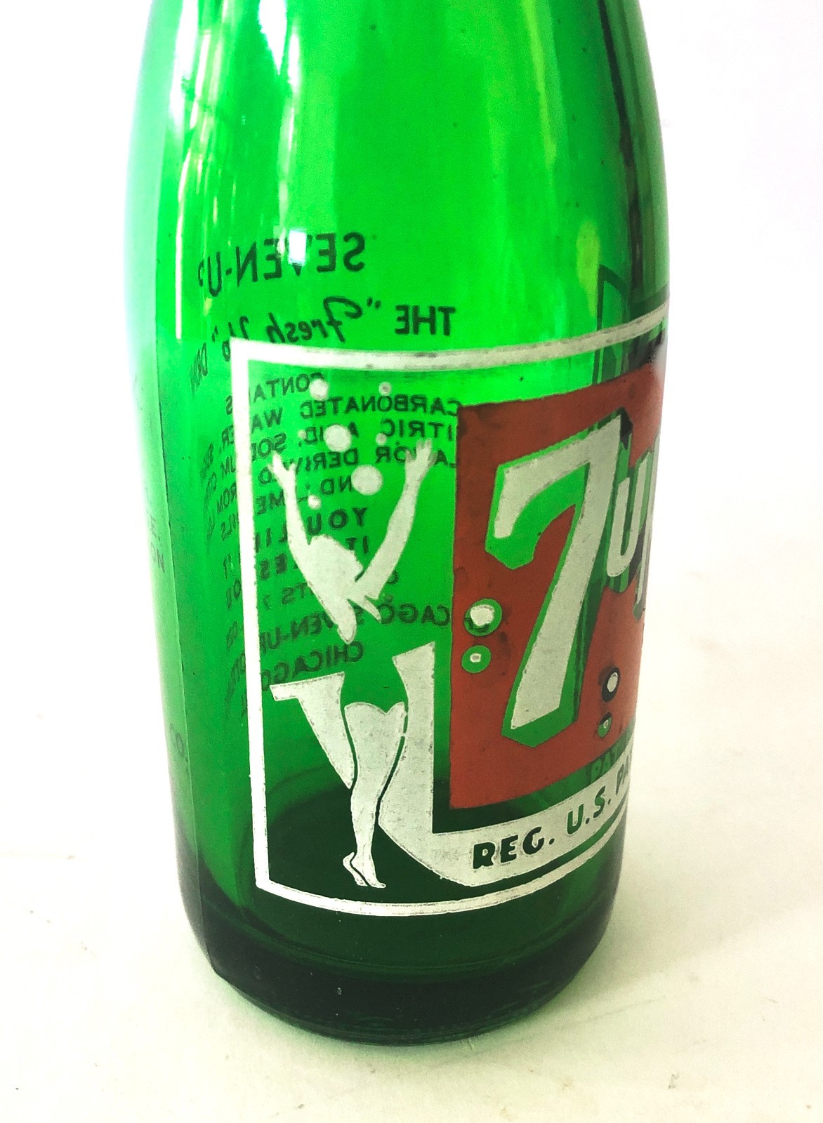 Vintage 1950\'s 7 UP Bubble Girl Bottle In Nice Shape