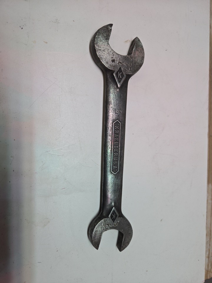 VINTAGE KRAEUTER USA A2831 Diamond K Logo Double Open End Wrench 7/8\