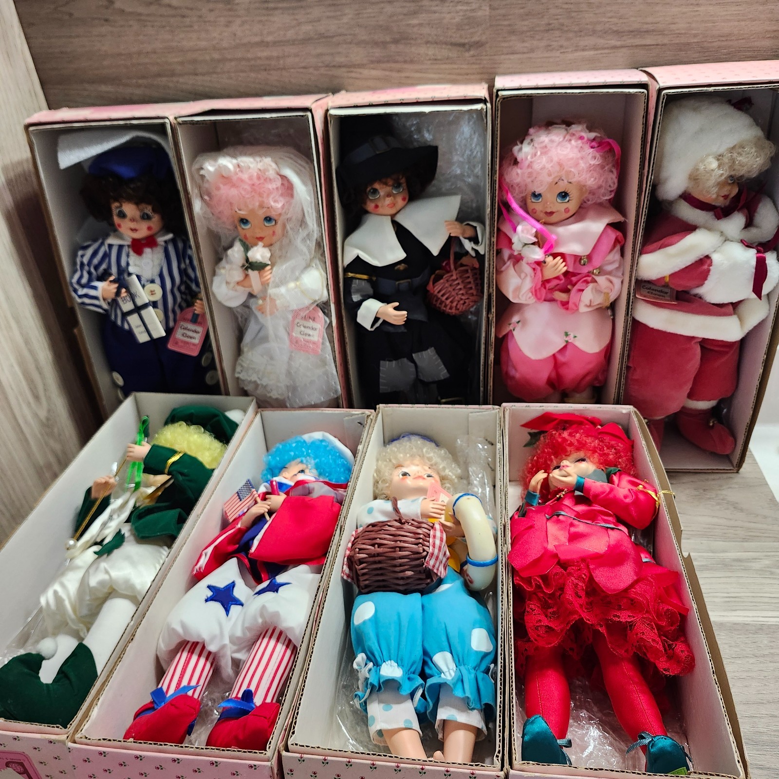 1986 Calendar Clowns Brinn’s Limited Edition Dolls Lot Of 9 1986 Calendar Clowns Brinn’s Limited Edition Dolls Lot Of 9