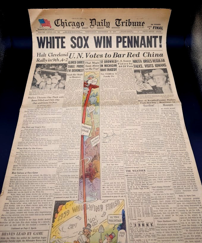1959 Chicago Daily Tribune White Sox Win Pennant AL Champs Historic Newspaper