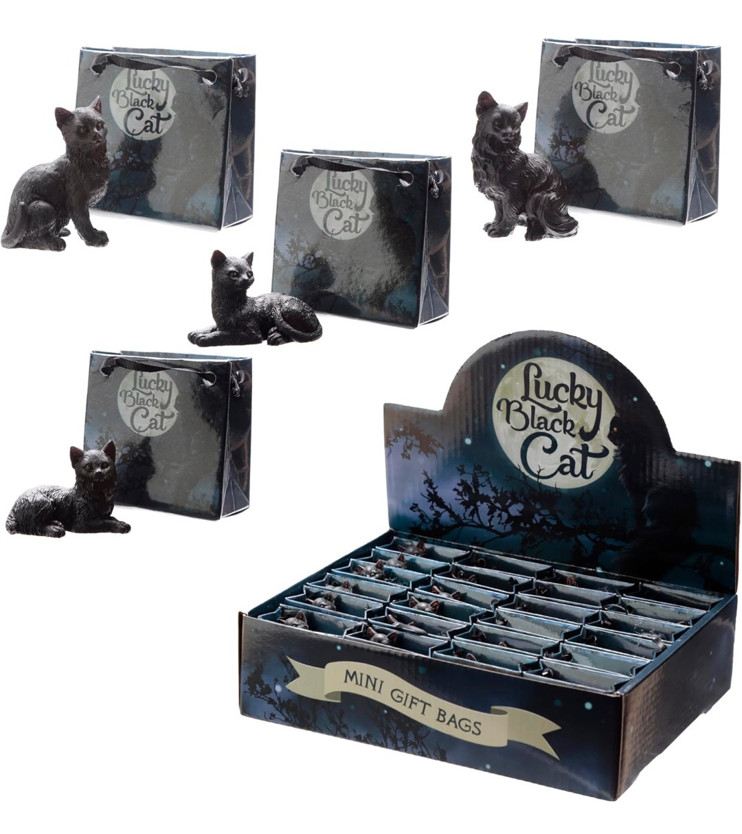 1 X Random LUCKY BLACK CAT FIGURE With Gift Bag. Mother\'s Day. Birthday. 
