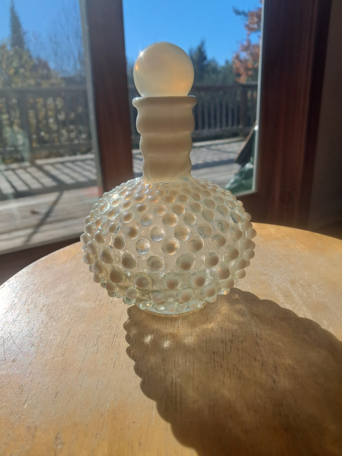 Vintage Pre-1970 Fenton French Opalescent Hobnail Perfume Bottle w/ Stopper