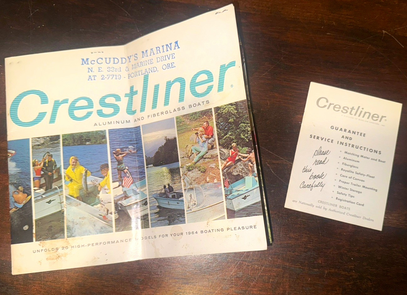 Vintage 1964 Crestliner Boat Sales Brochure + Guarantee Service Instructions Lot Vintage 1964 Crestliner Boat Sales Brochure + Guarantee Service Instructions Lot