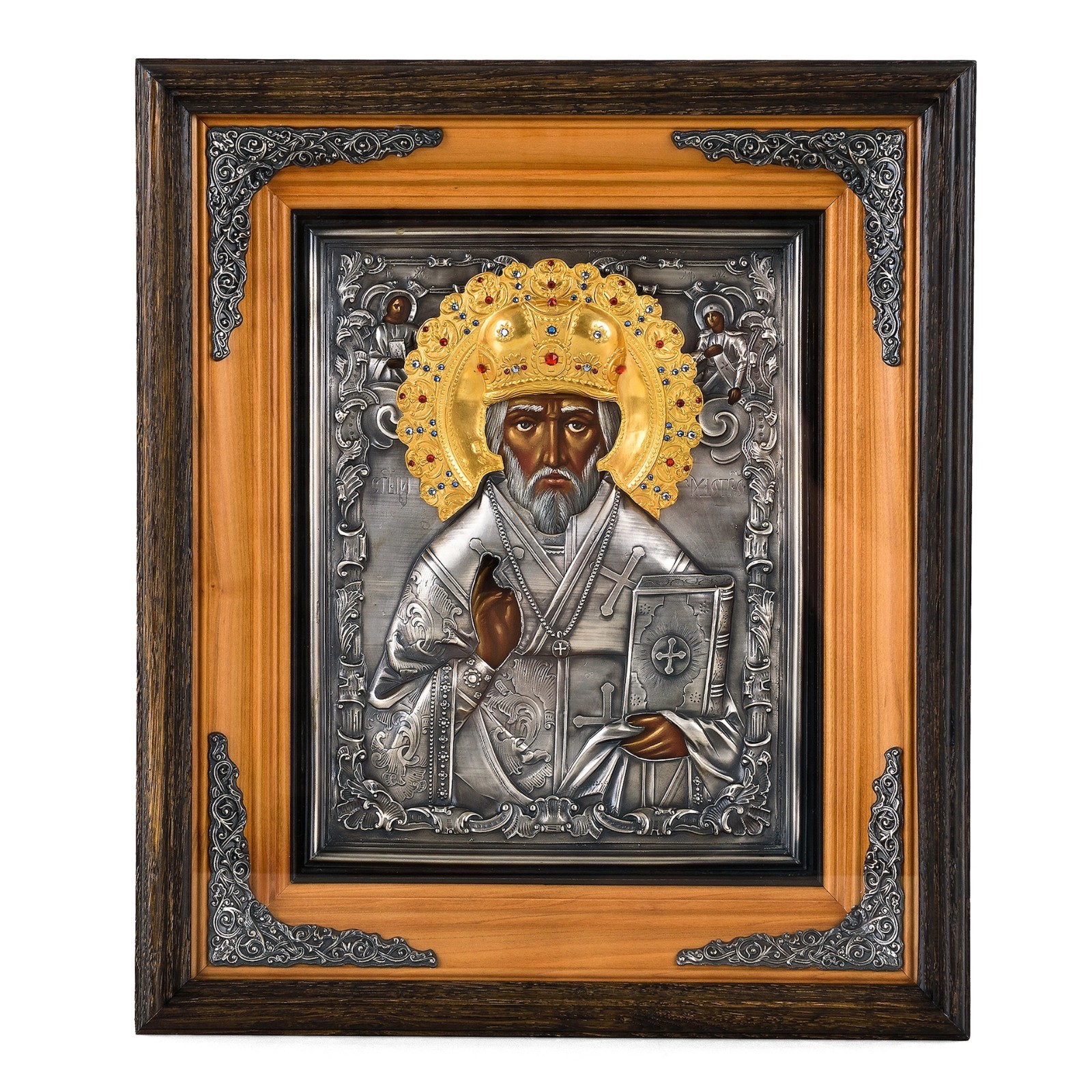 Artes St Nicholas Orthodox Icon Gold & Silver Plated Swarovski Crystals A06