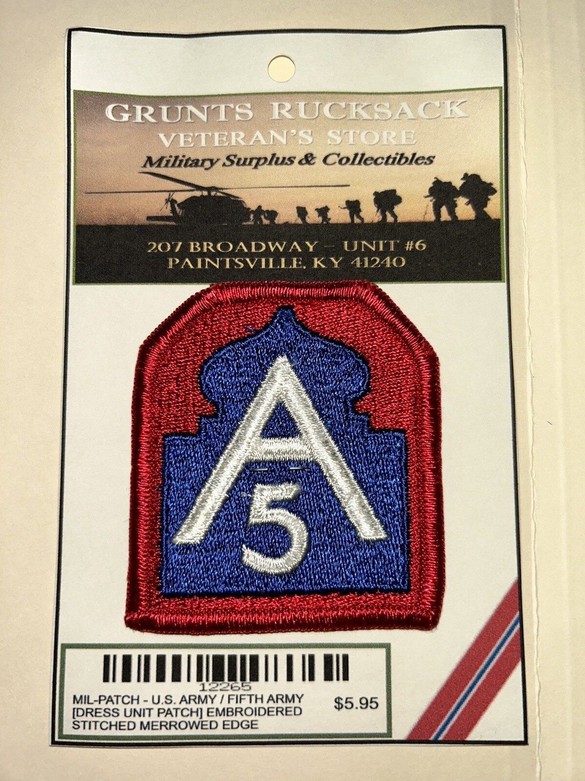 FIFTH U.S. ARMY / U.S. ARMY NORTH / Military Sew-on Unit Patch - Merrowed Edge