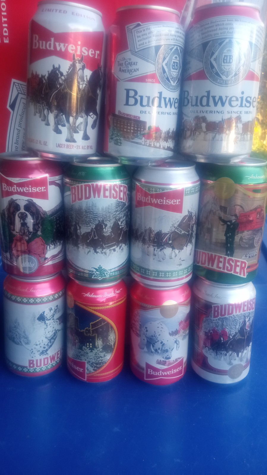 Budweiser Christmas Beer Can Collection 2020-2025 11 Empty Bottom Opened Cans 